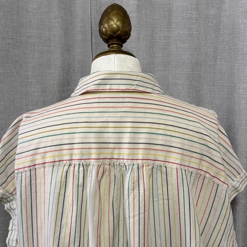Madewell Central Stripe Popover Shirt-Sz M-Over Sized-Cotton-Multi Color-EUC - Picture 9 of 16